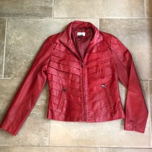 Red leather jacket